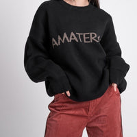 logo comfort knit sweater / black