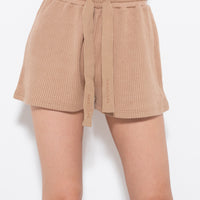 knit shorts / camel
