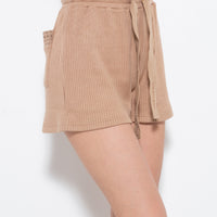 knit shorts / camel