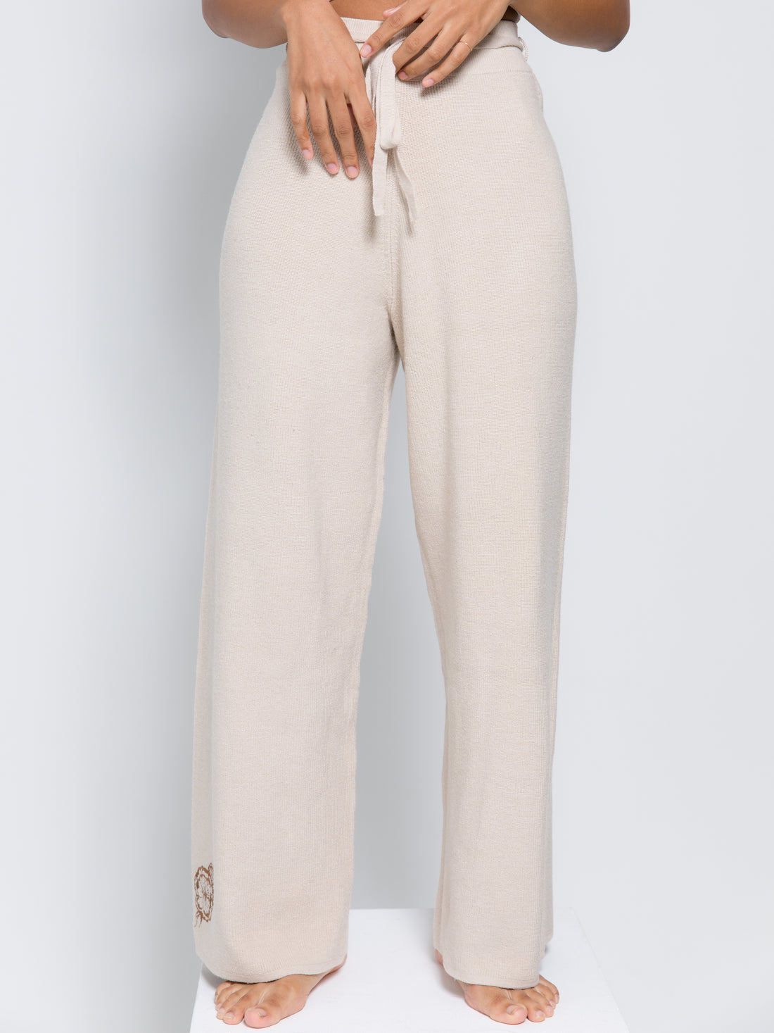 elegant knitted wide pants / oatmeal