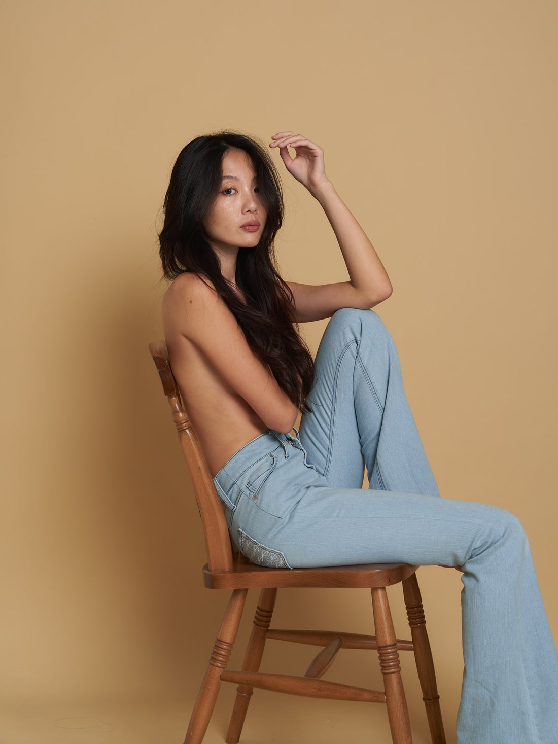 flare stretch asanoha denim / blue – AMATERASJAPAN